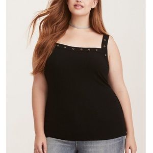 Torrid Black Ribbed Grommet Tank Top
